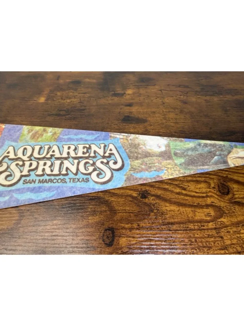 Vintage Aquarena Springs San Marcos Texas Souvenir Pennant 25 inches